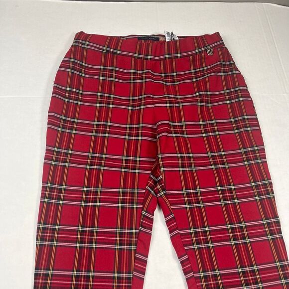 Tommy Hilfiger Skinny Cigarette Pants Plaid Tartan Check Holiday 90s Pull On 10 - Picture 3 of 11